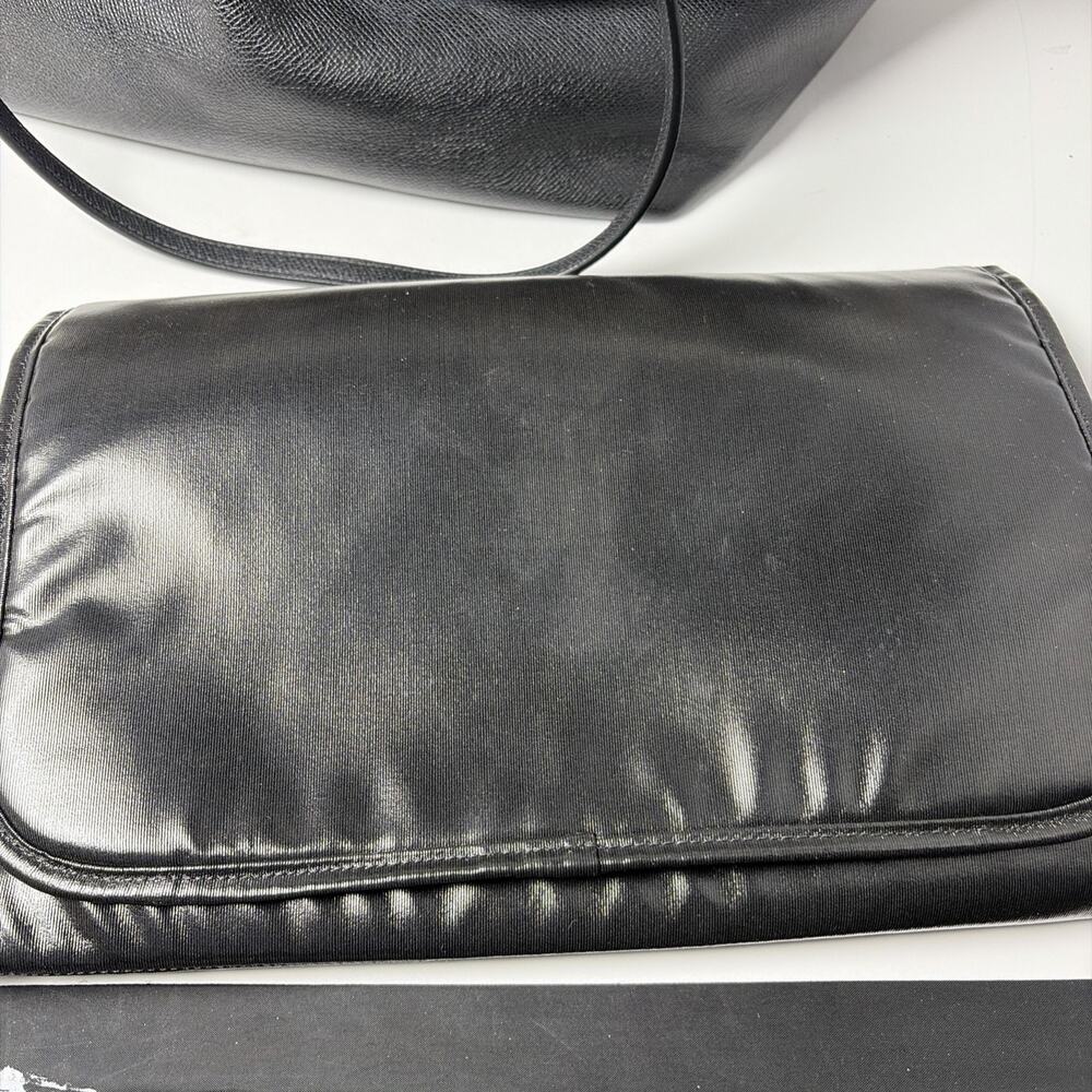 COACH Black Crossgrain Leather Diaper Bag Large Multifunction Tote Travel - Picture 10 of 13